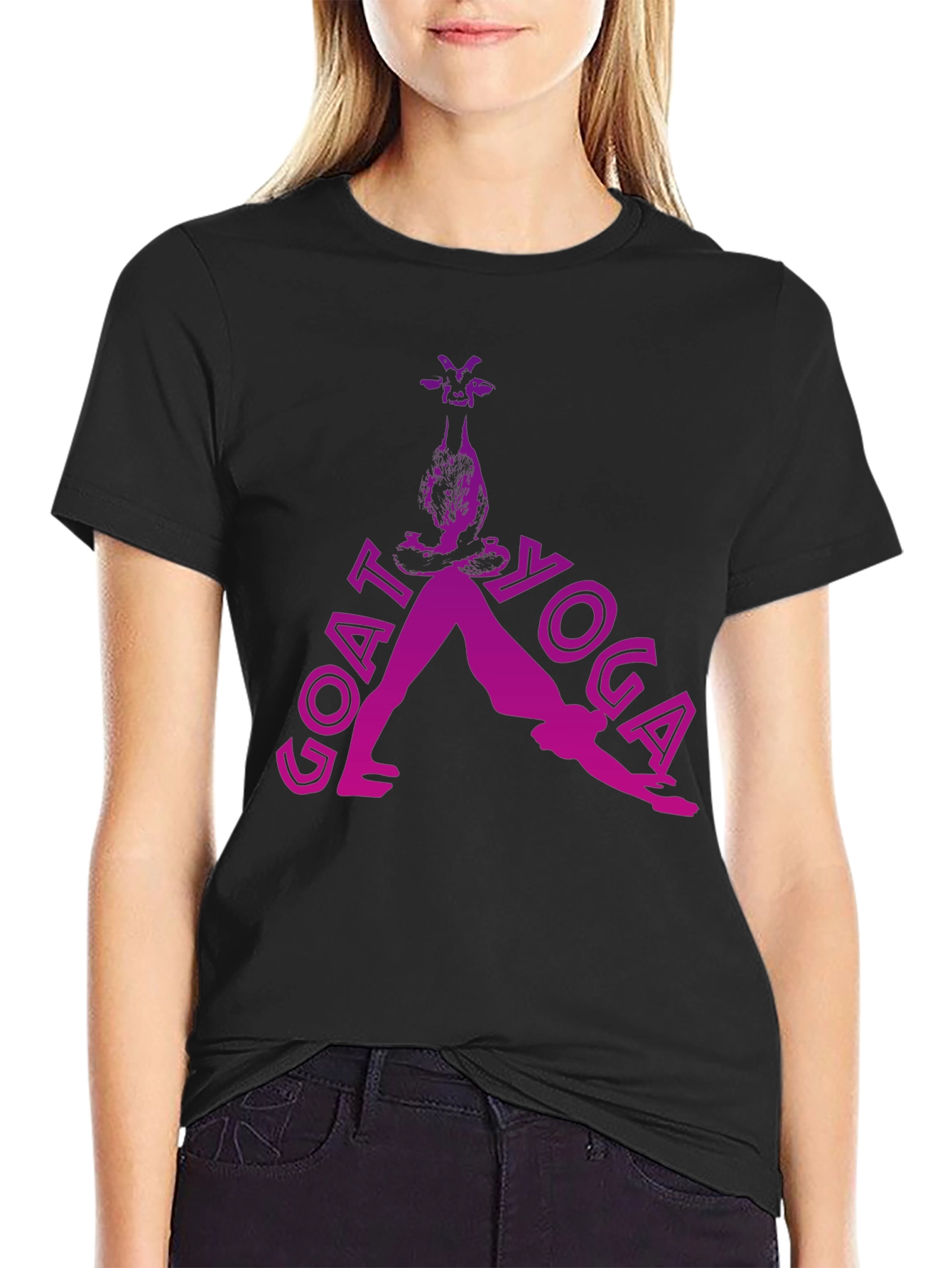 Goat Yoga Black T-Shirt - Funny Animal Lover Tee