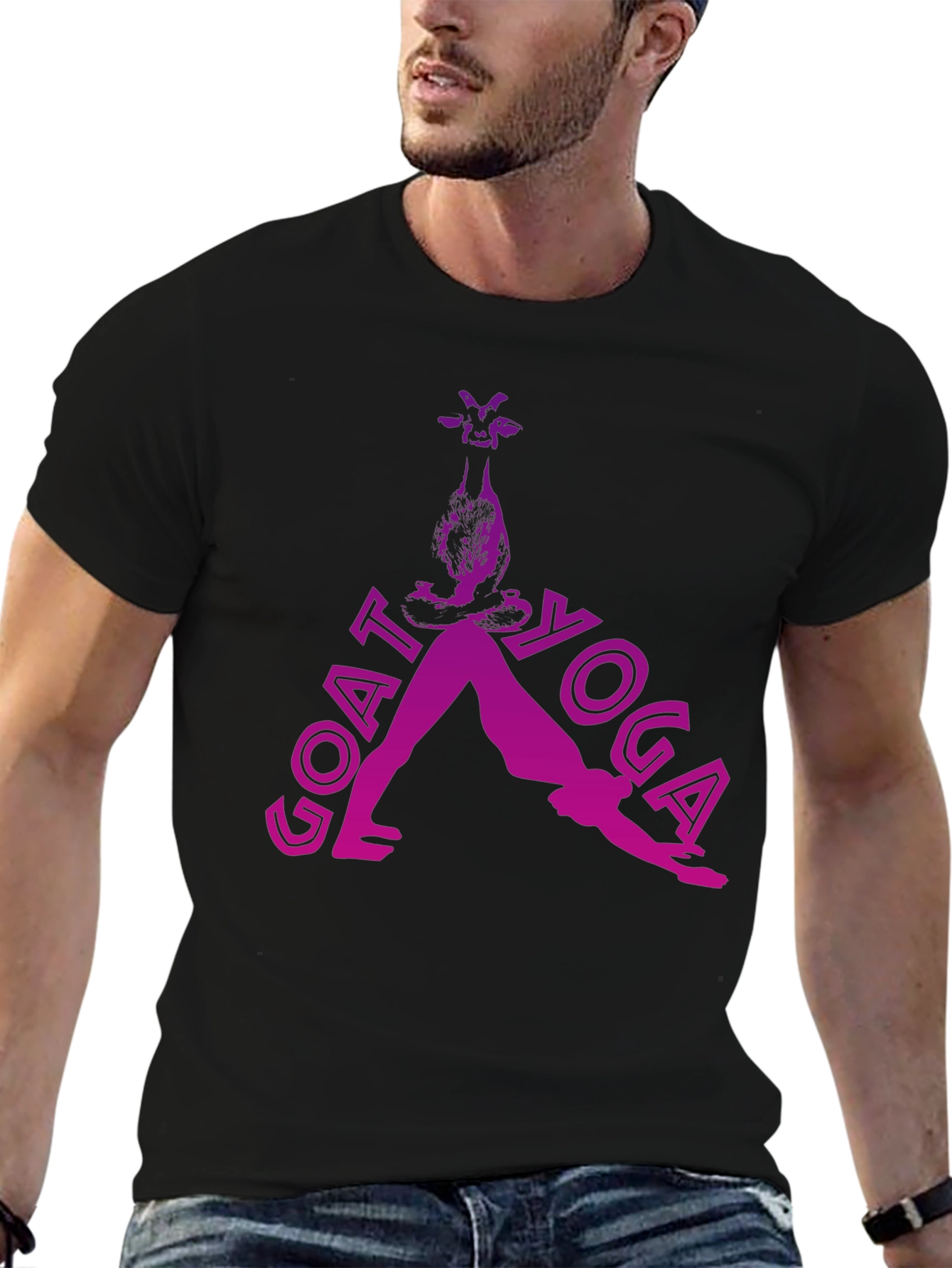 Goat Yoga Black T-Shirt - Funny Animal Lover Tee