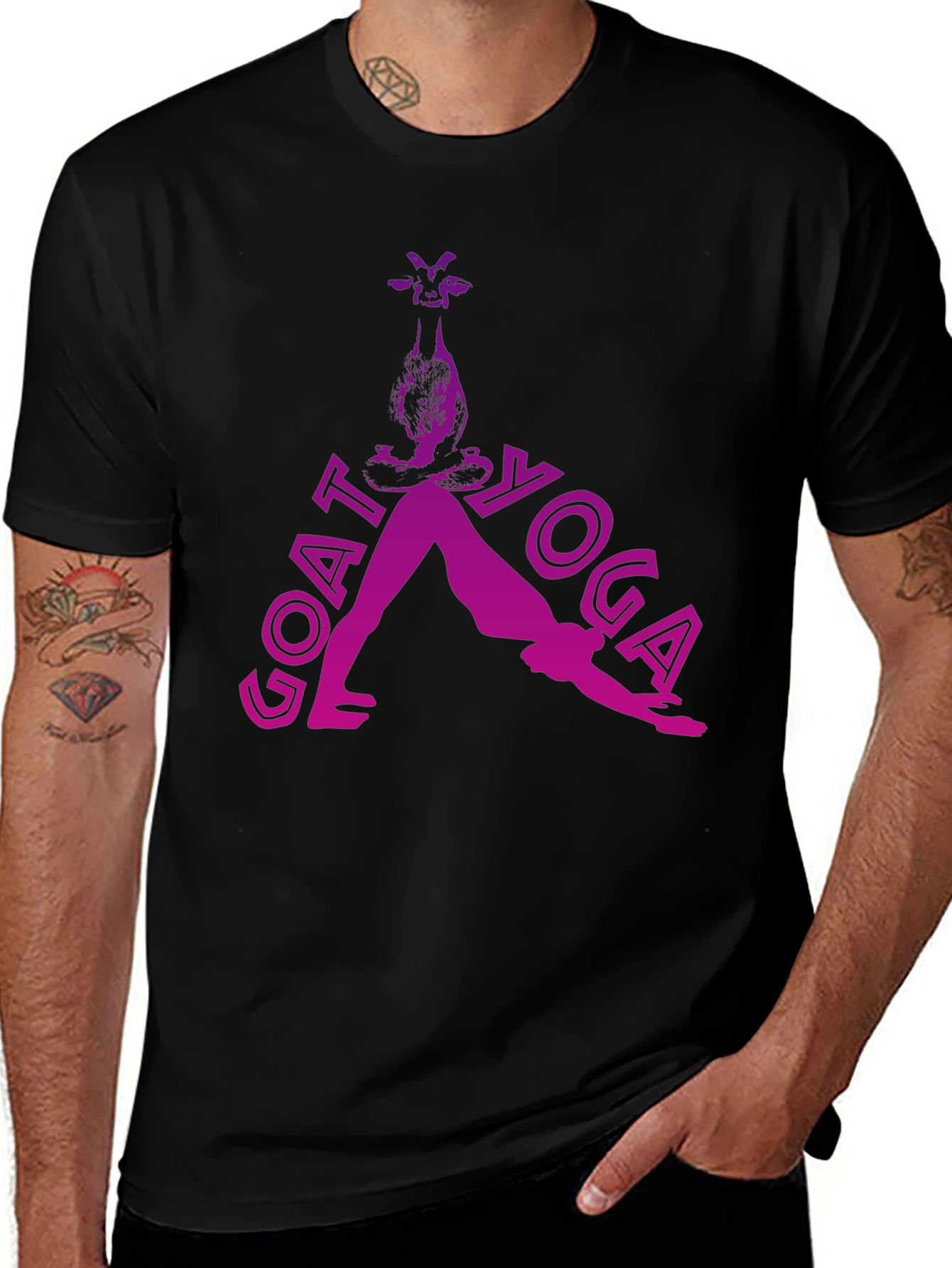 Goat Yoga Black T-Shirt - Funny Animal Lover Tee