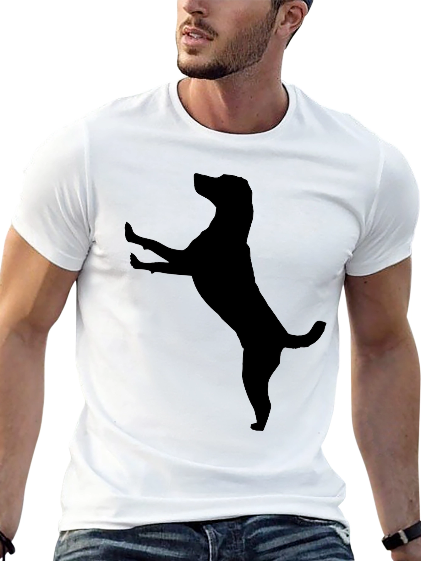 Mens Black Dog Silhouette T-Shirt