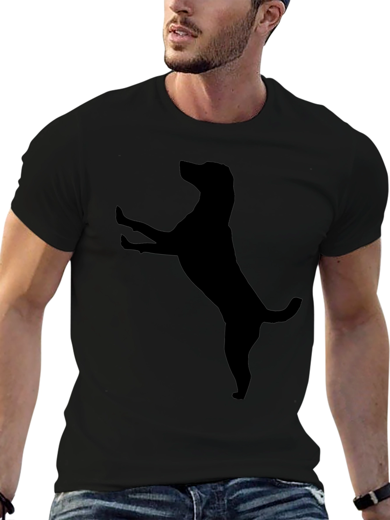 Mens Black Dog Silhouette T-Shirt