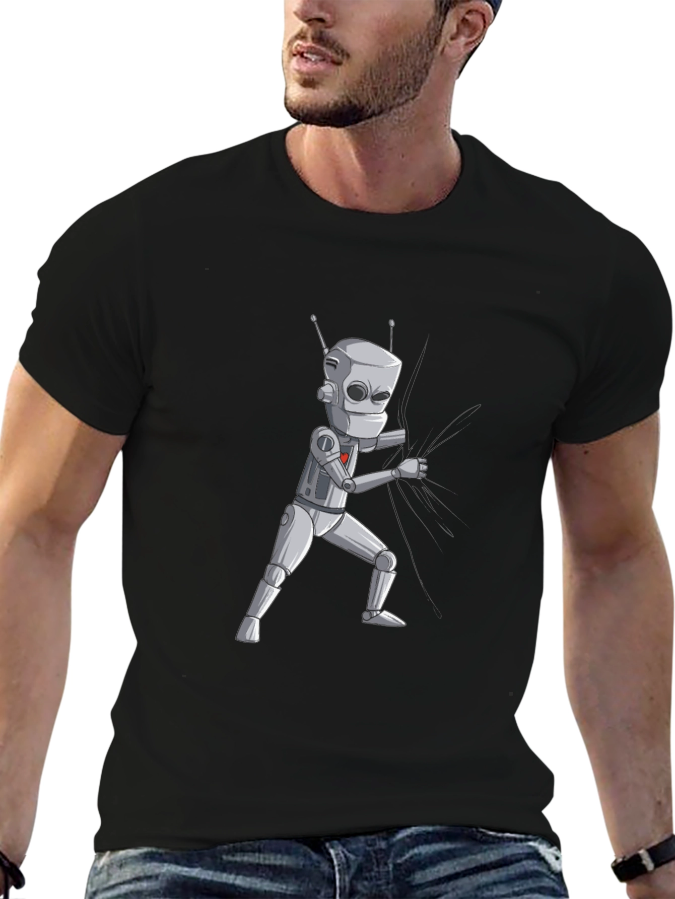 Robot Graphic Print T-Shirt