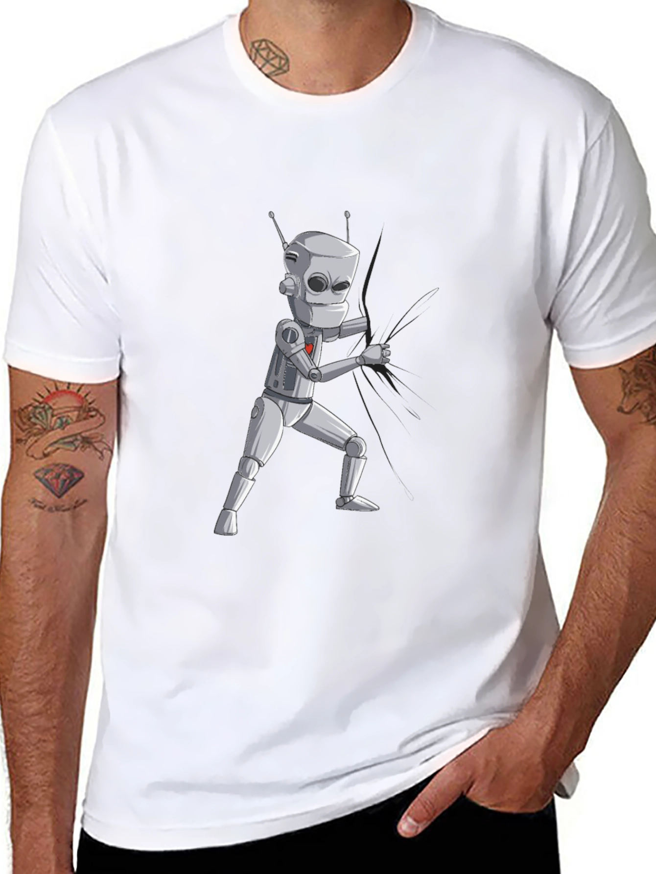 Robot Graphic Print T-Shirt
