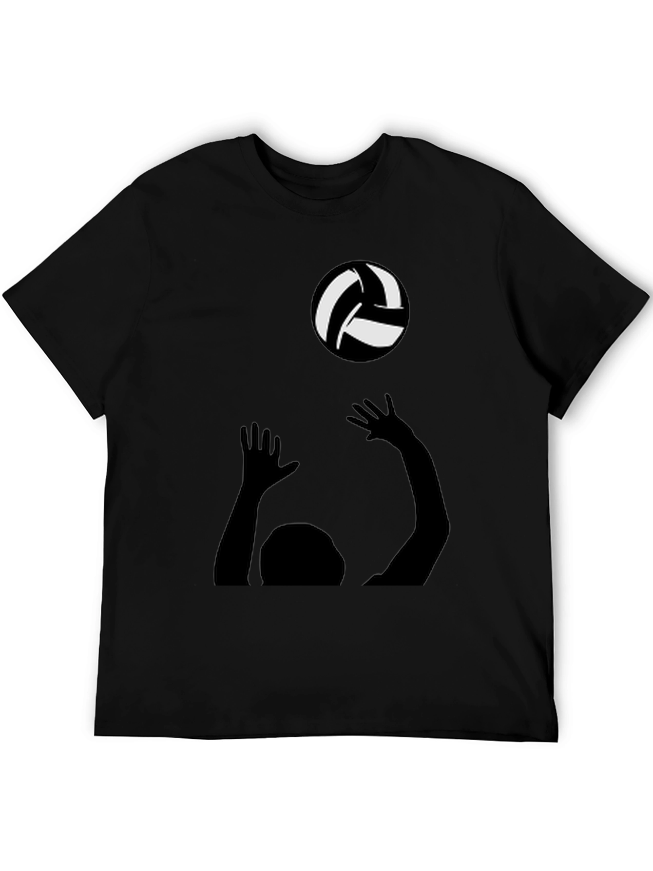 Volleyball Player Graphic Tee - Black Cotton Shirt