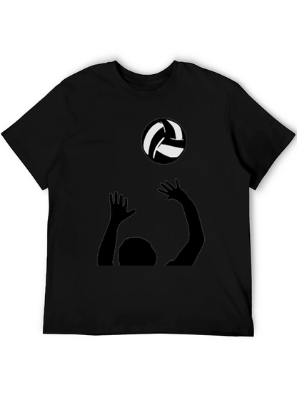 Volleyball Player Graphic Tee - Black Cotton Shirt