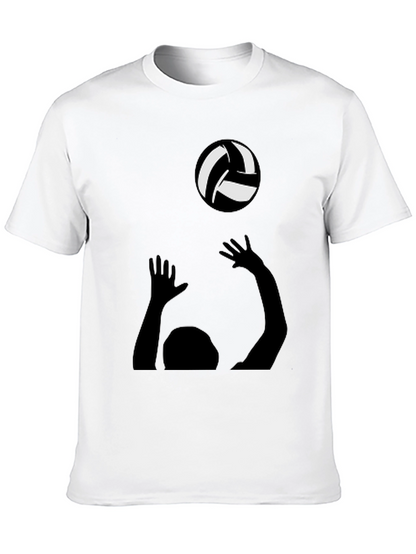 Volleyball Player Graphic Tee - Black Cotton Shirt