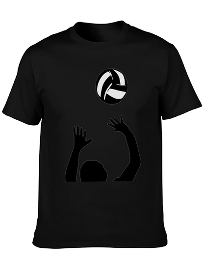 Volleyball Player Graphic Tee - Black Cotton Shirt