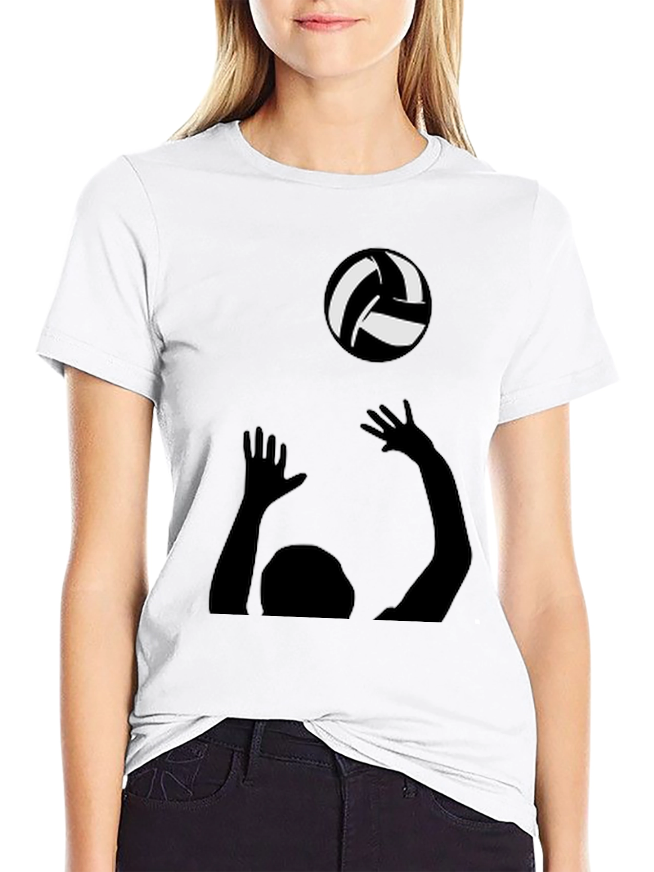 Volleyball Player Graphic Tee - Black Cotton Shirt