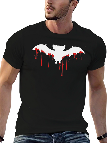 Halloween Blood Drip Bat Graphic T-Shirt