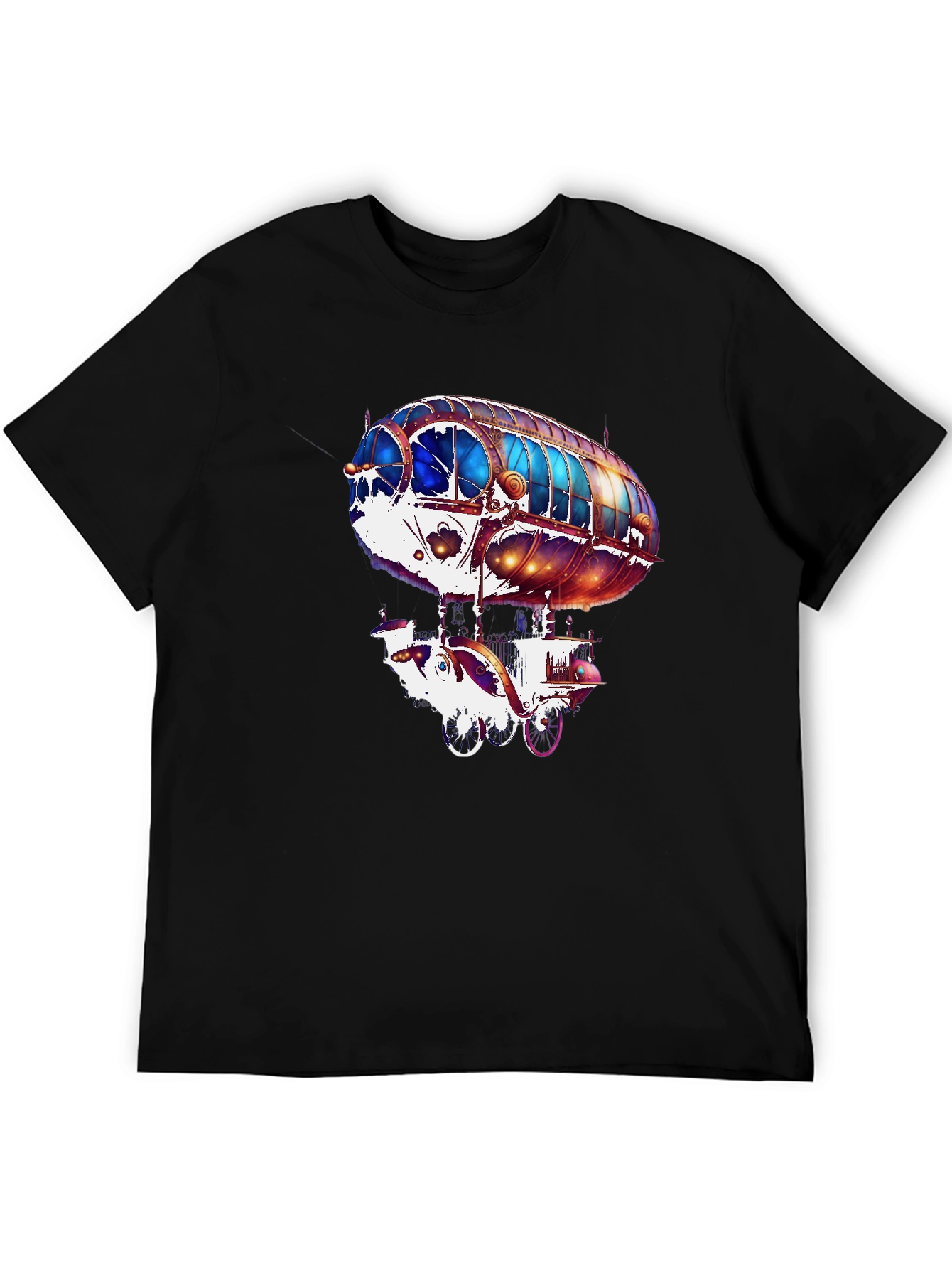 Steampunk Airship Graphic Tee - Black