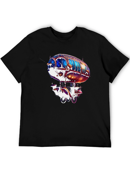 Steampunk Airship Graphic Tee - Black