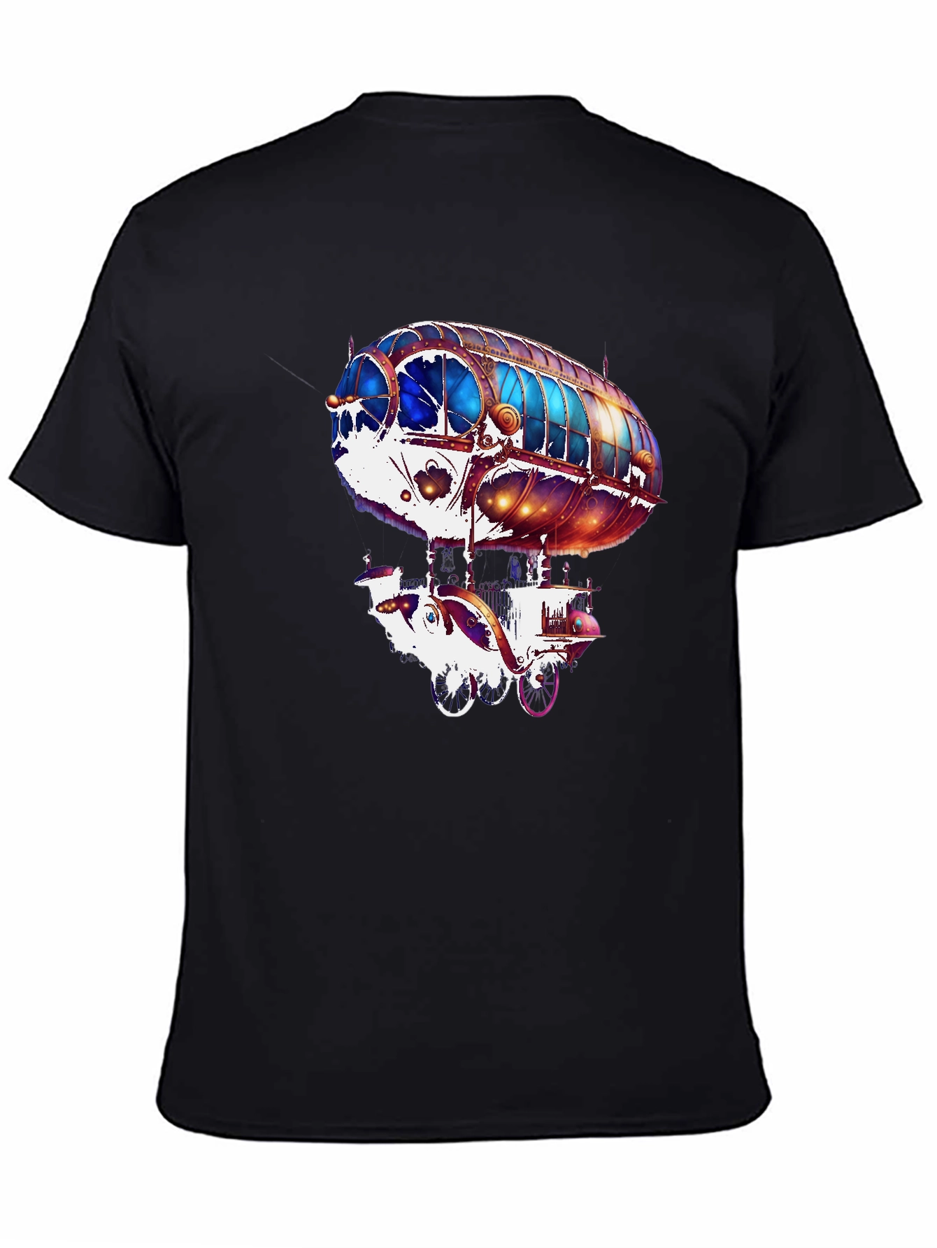 Steampunk Airship Graphic Tee - Black