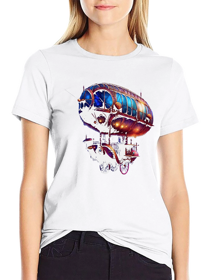 Steampunk Airship Graphic Tee - Black