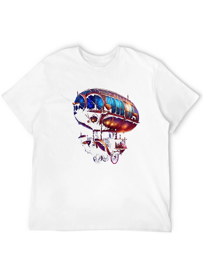 Steampunk Airship Graphic Tee - Black