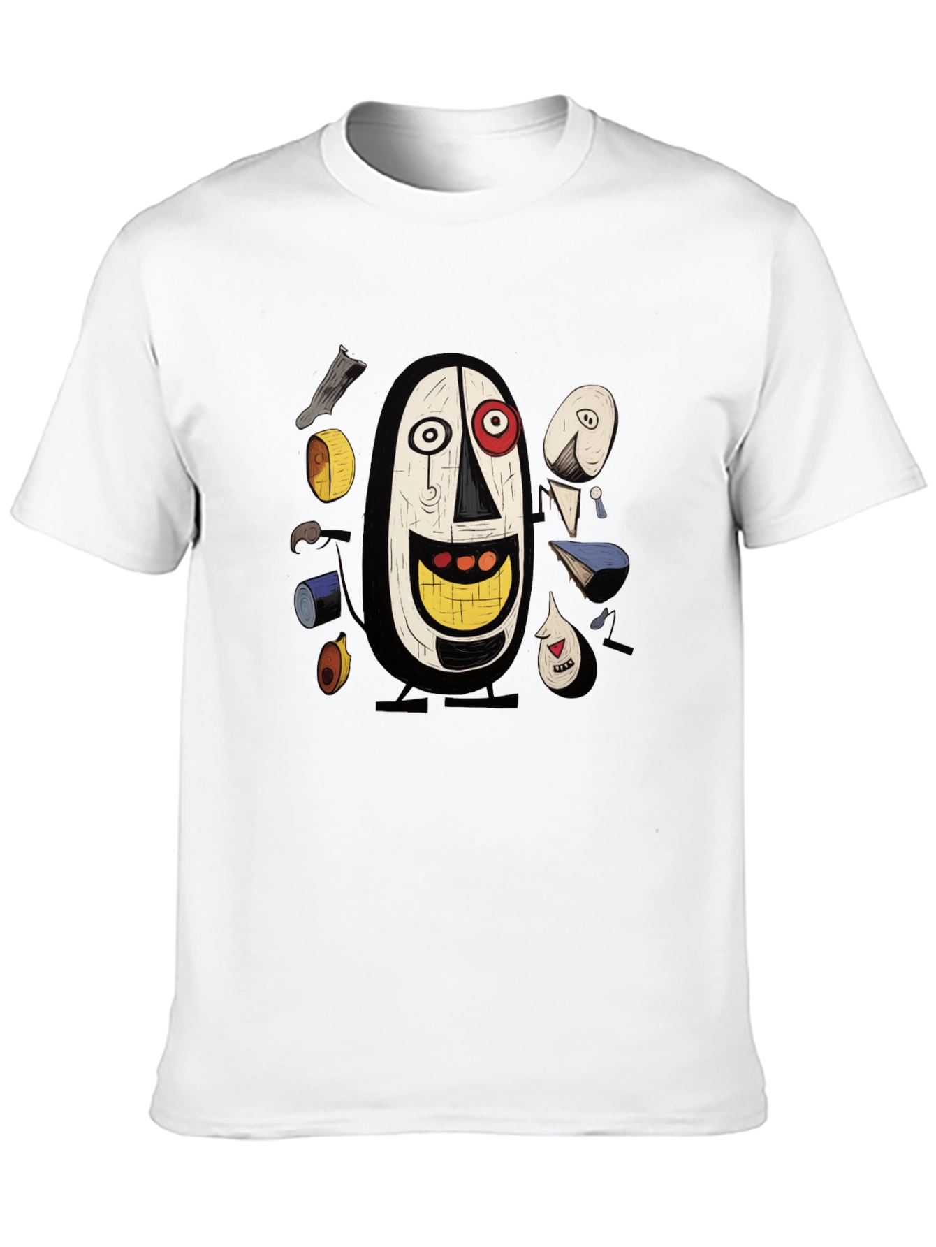 Abstract Art Graphic Tee - Black Cotton T-Shirt