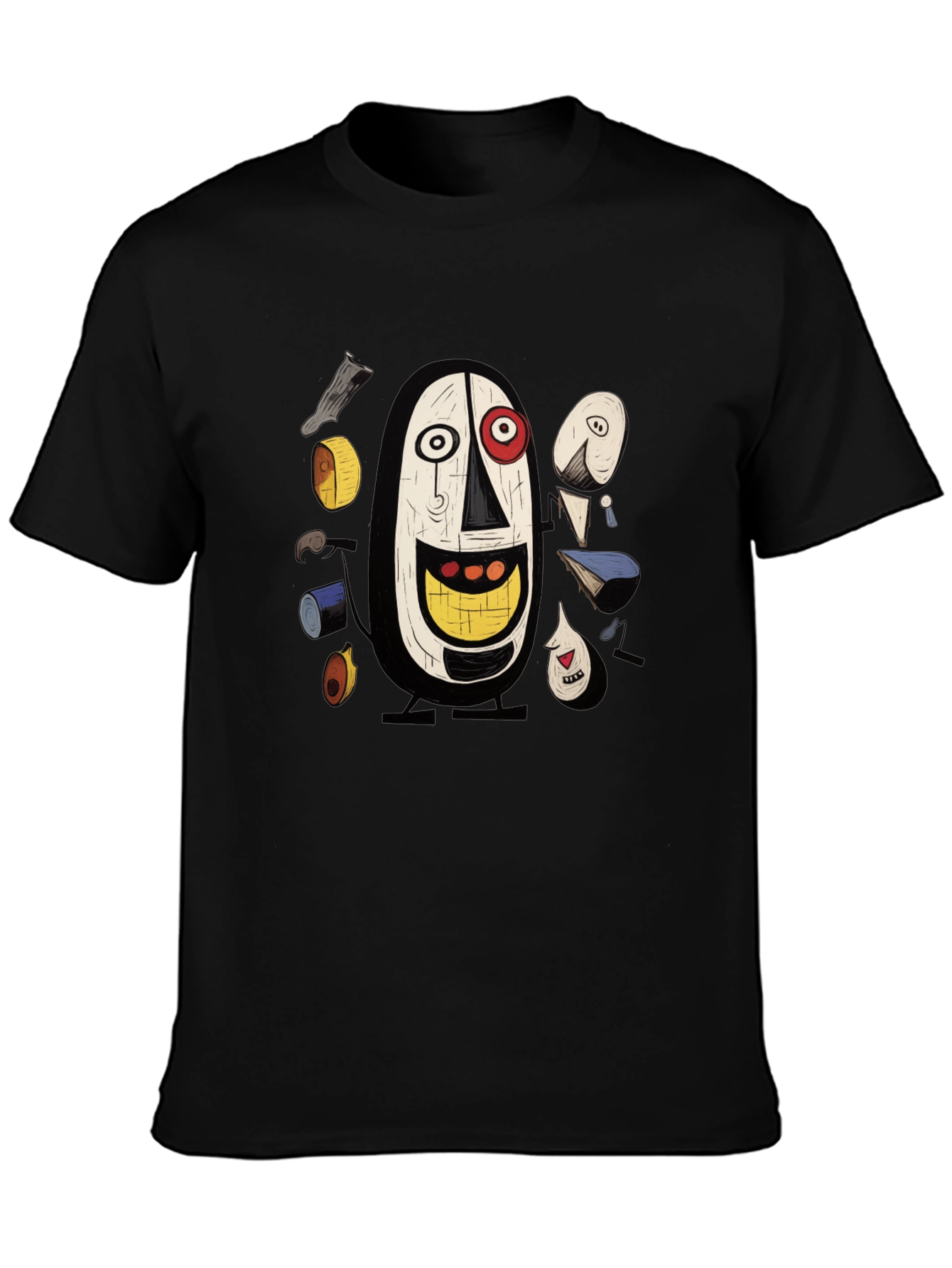 Abstract Art Graphic Tee - Black Cotton T-Shirt