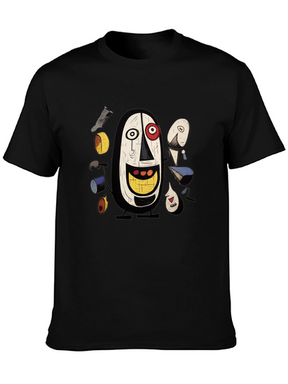 Abstract Art Graphic Tee - Black Cotton T-Shirt