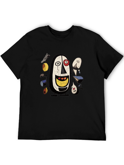 Abstract Art Graphic Tee - Black Cotton T-Shirt