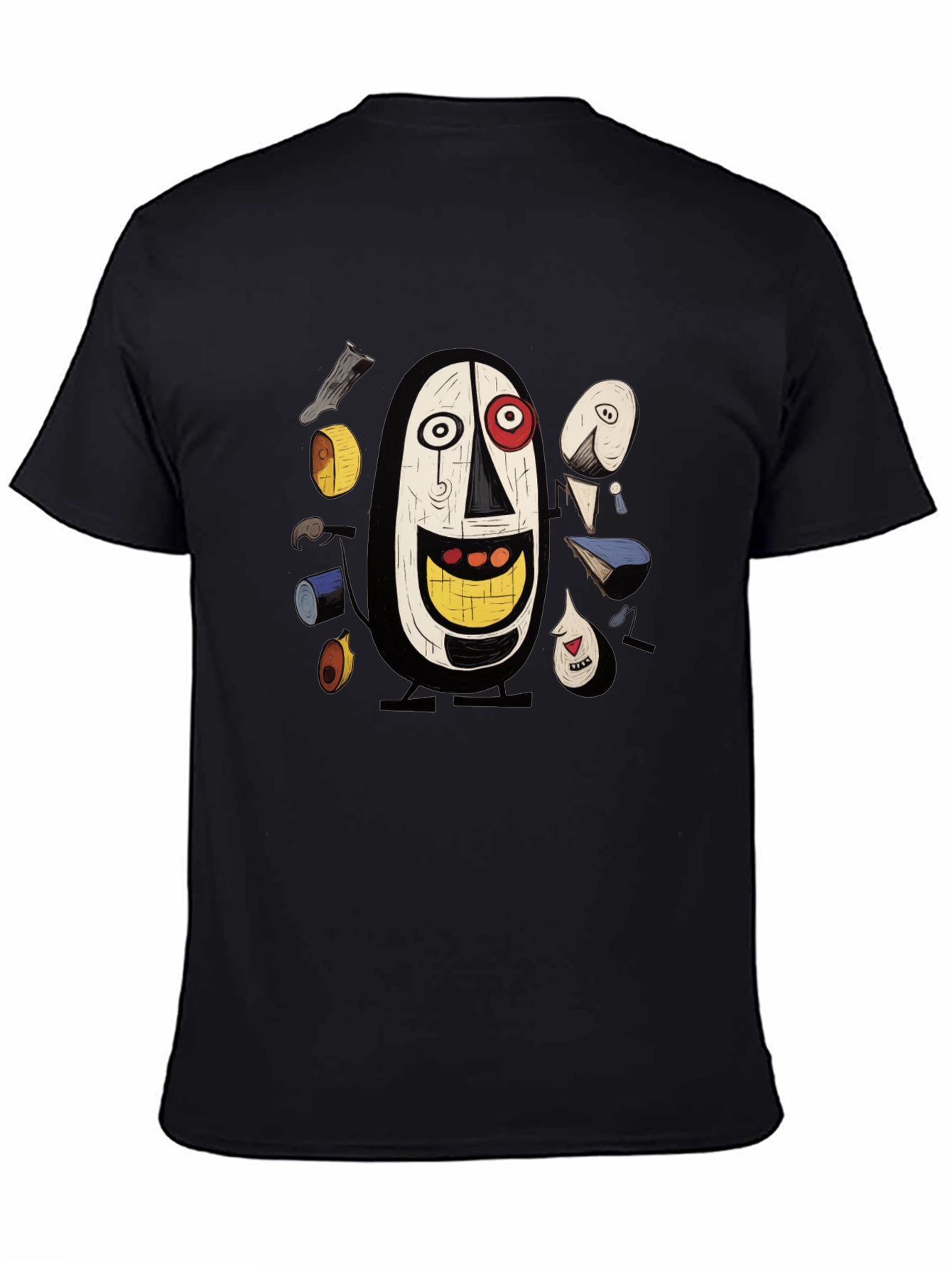 Abstract Art Graphic Tee - Black Cotton T-Shirt