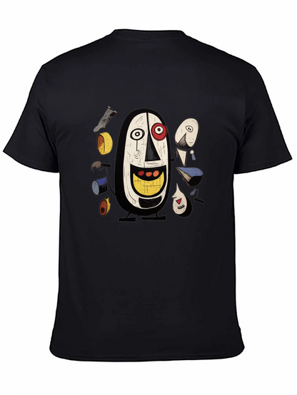 Abstract Art Graphic Tee - Black Cotton T-Shirt