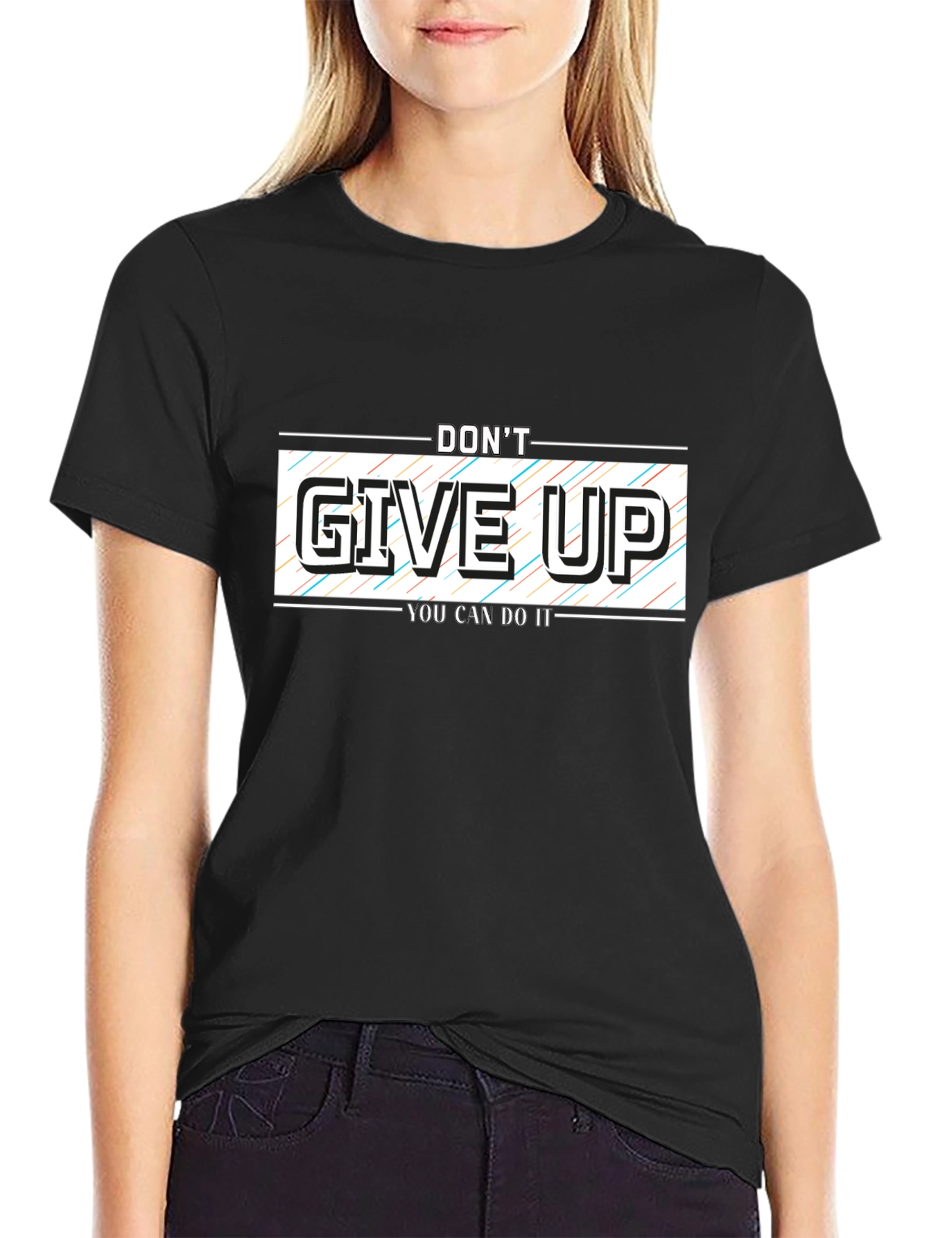 Motivational Black T-Shirt: Dont Give Up!