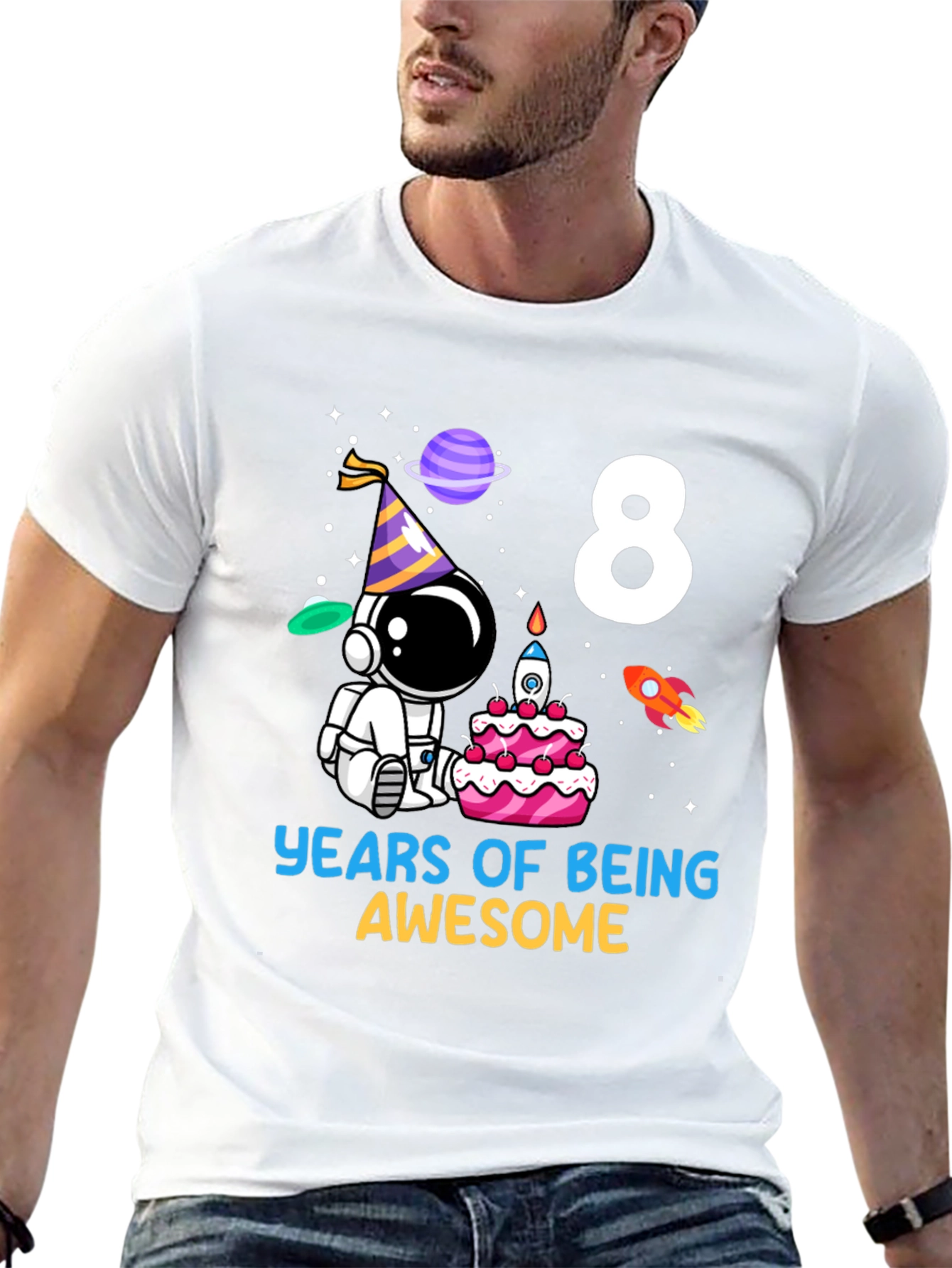 8th Birthday Astronaut Kids T-Shirt