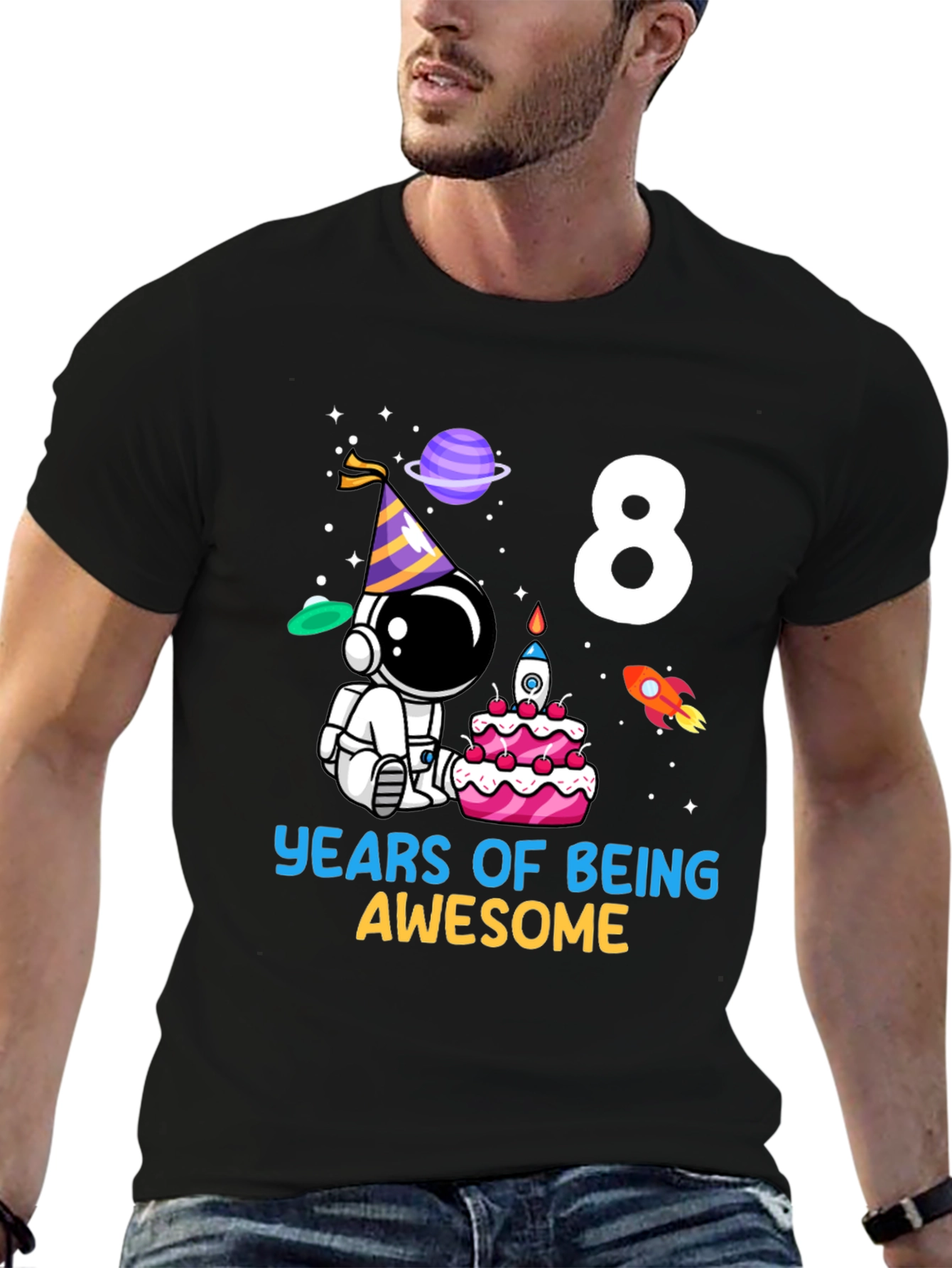 8th Birthday Astronaut Kids T-Shirt