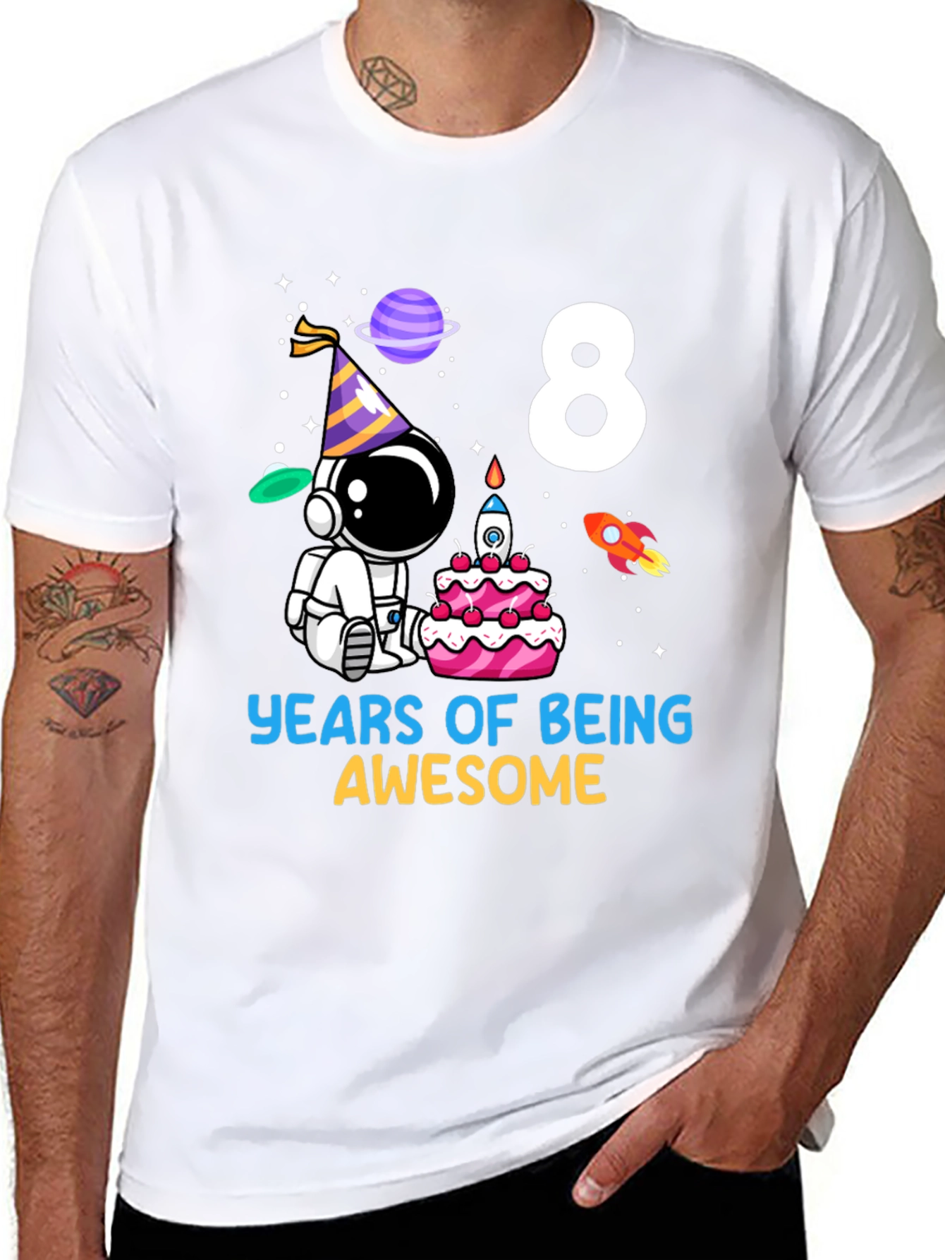 8th Birthday Astronaut Kids T-Shirt
