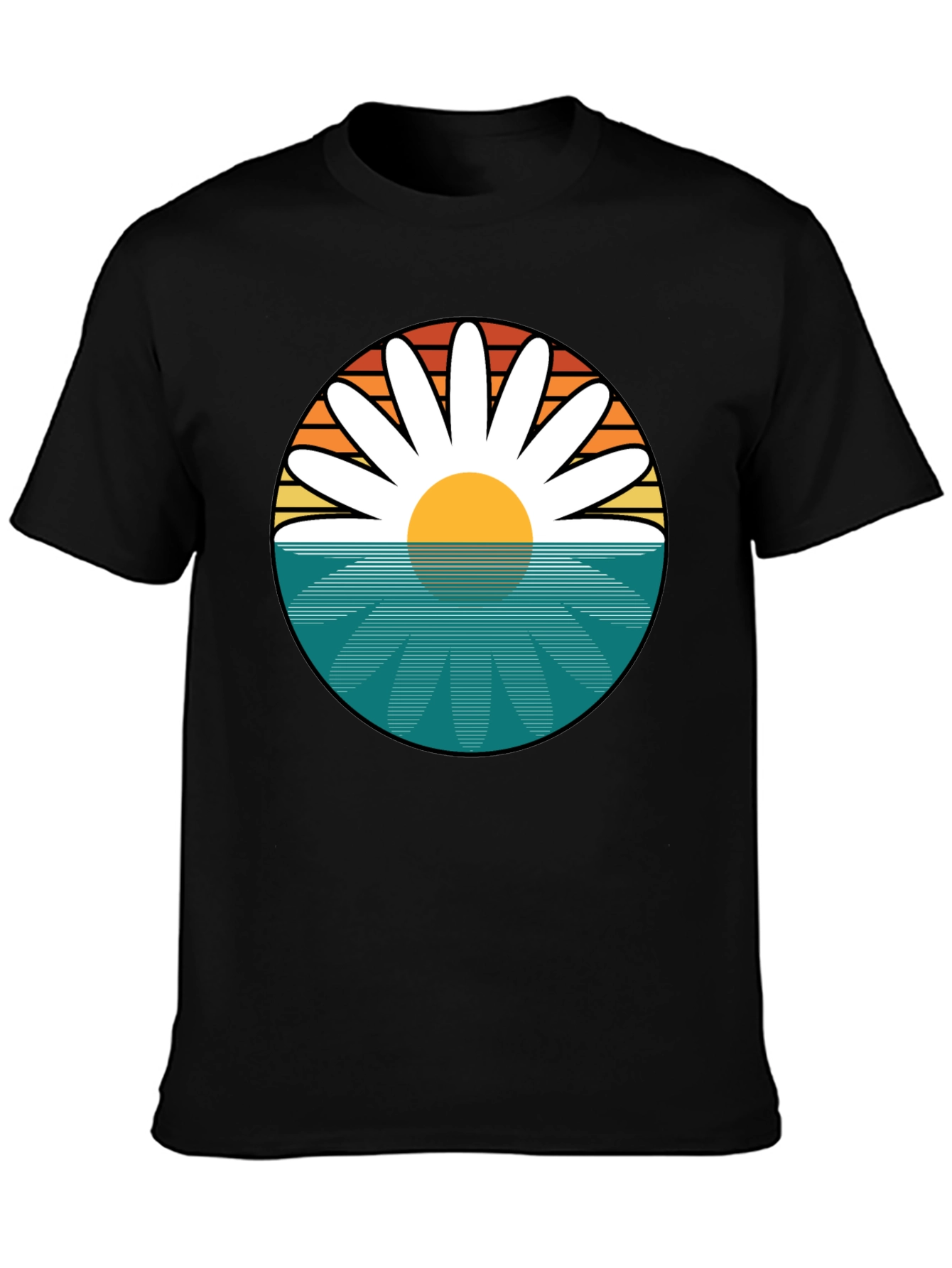 Retro Daisy Sunset T-Shirt - Beach Vibes