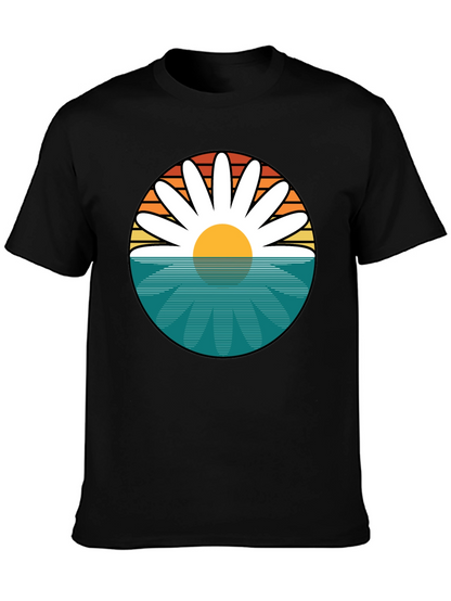 Retro Daisy Sunset T-Shirt - Beach Vibes