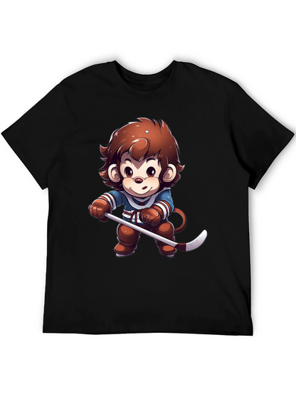 Cartoon Monkey Hockey Player T-Shirt
