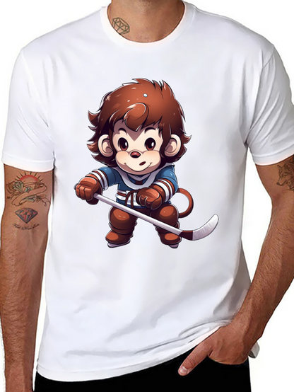 Cartoon Monkey Hockey Player T-Shirt