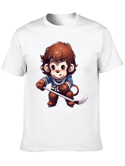 Cartoon Monkey Hockey Player T-Shirt