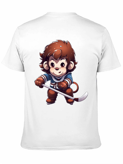 Cartoon Monkey Hockey Player T-Shirt