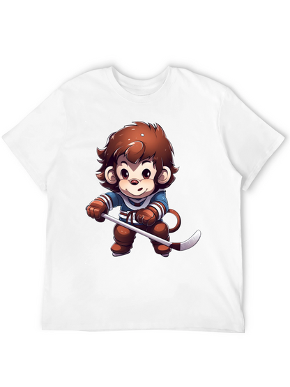 Cartoon Monkey Hockey Player T-Shirt
