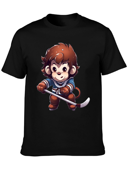 Cartoon Monkey Hockey Player T-Shirt