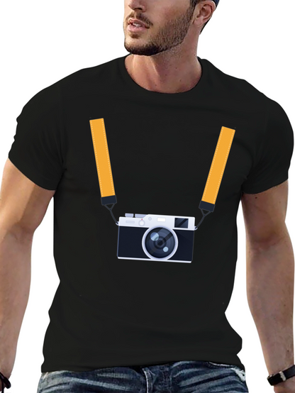Mens Black T-Shirt with Camera Graphic