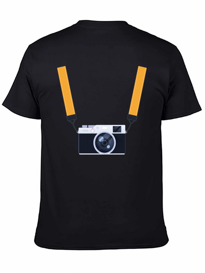 Mens Black T-Shirt with Camera Graphic
