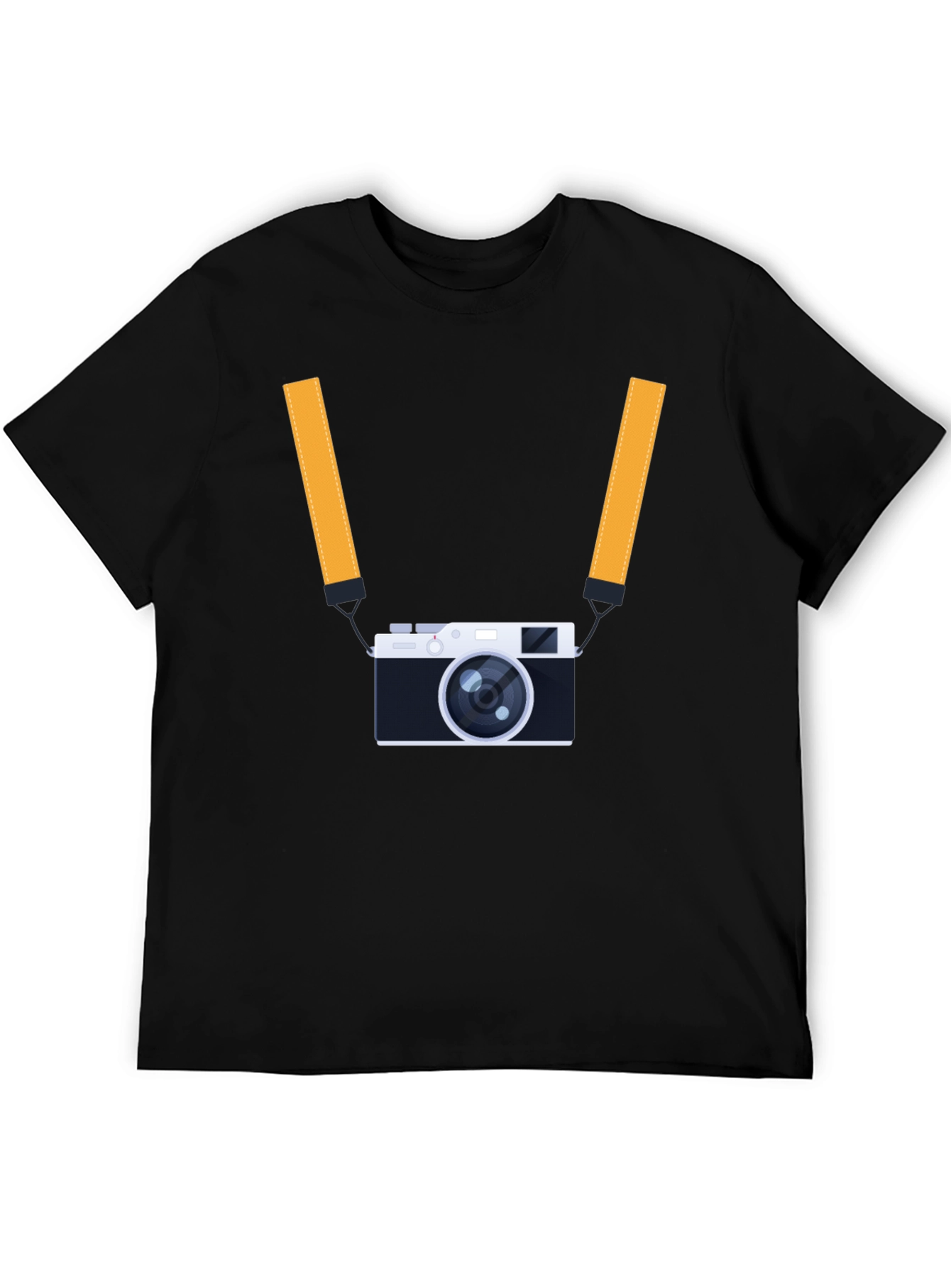 Mens Black T-Shirt with Camera Graphic