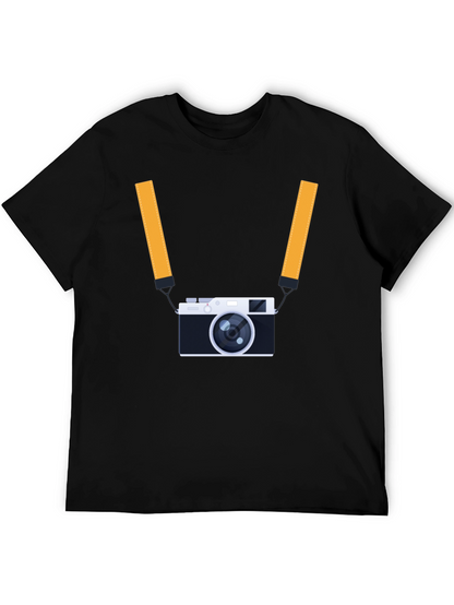 Mens Black T-Shirt with Camera Graphic