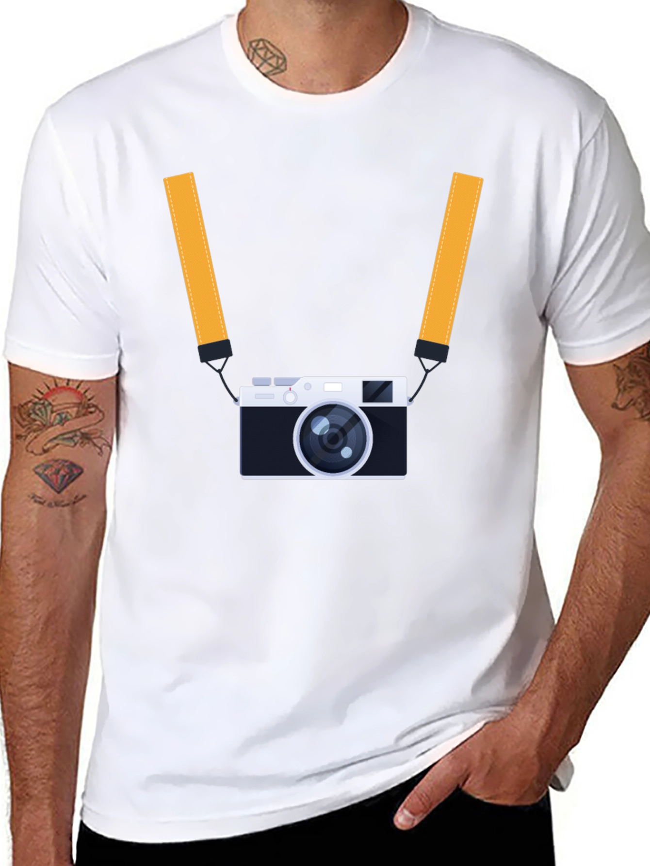 Mens Black T-Shirt with Camera Graphic