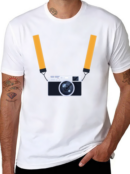 Mens Black T-Shirt with Camera Graphic