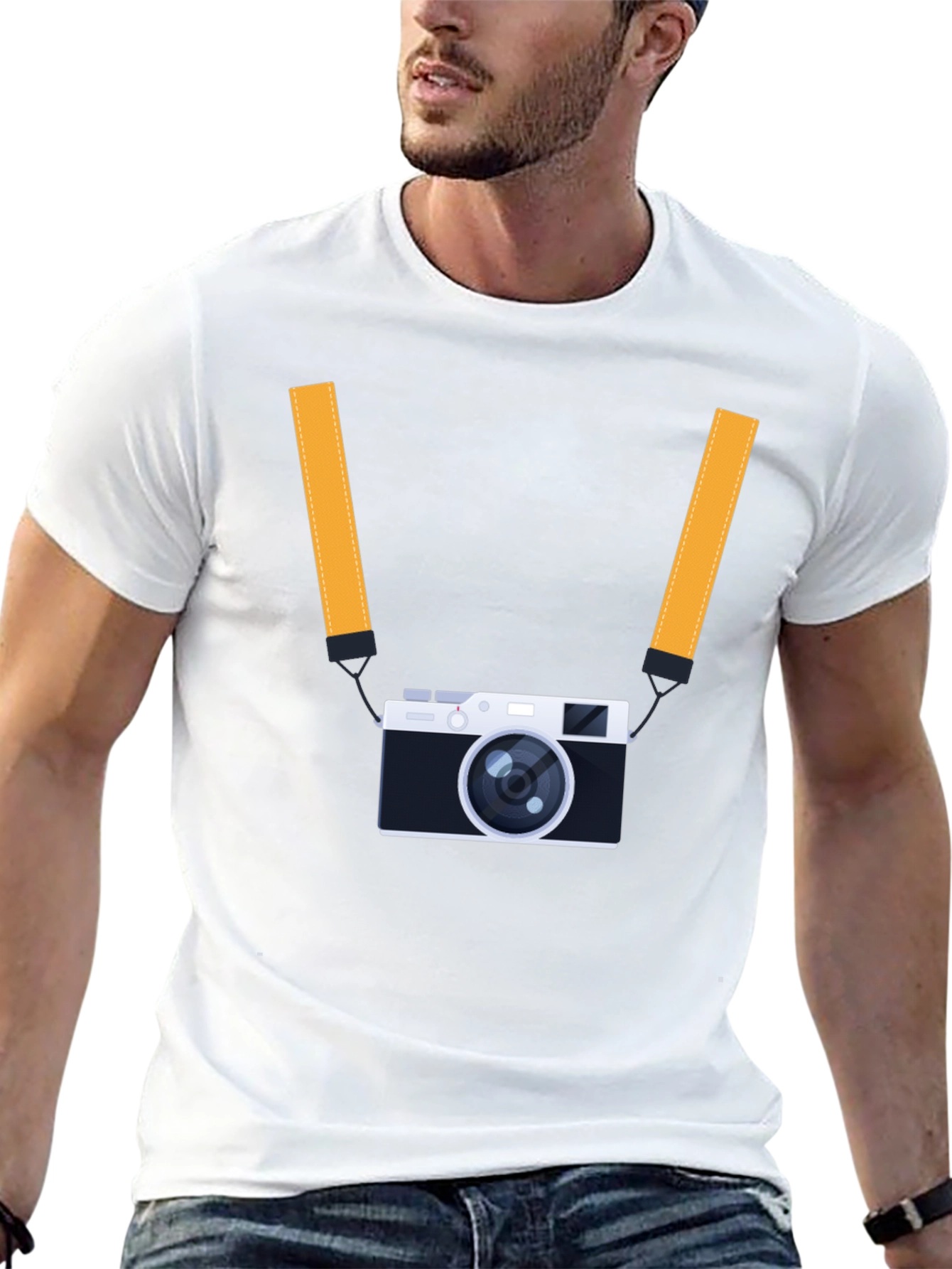 Mens Black T-Shirt with Camera Graphic