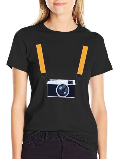 Mens Black T-Shirt with Camera Graphic