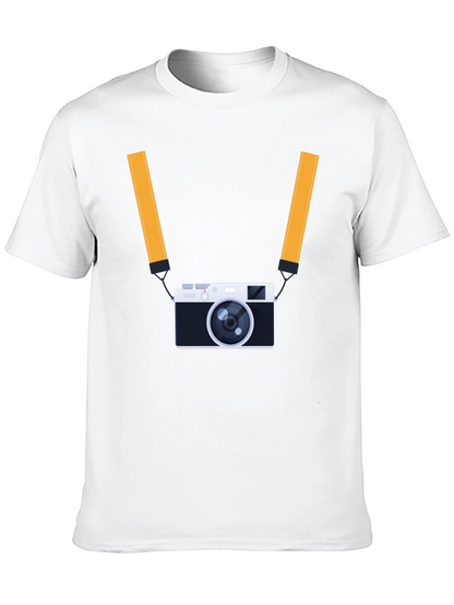 Mens Black T-Shirt with Camera Graphic