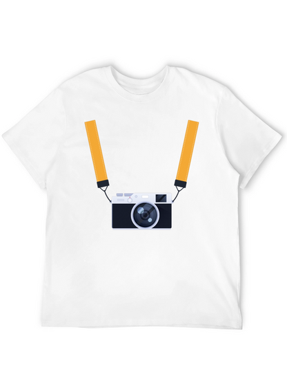 Mens Black T-Shirt with Camera Graphic