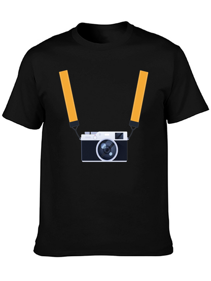 Mens Black T-Shirt with Camera Graphic