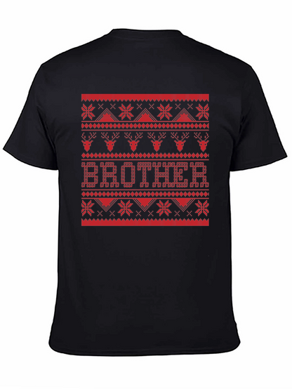 Brother Ugly Christmas Sweater Style Graphic T-Shirt