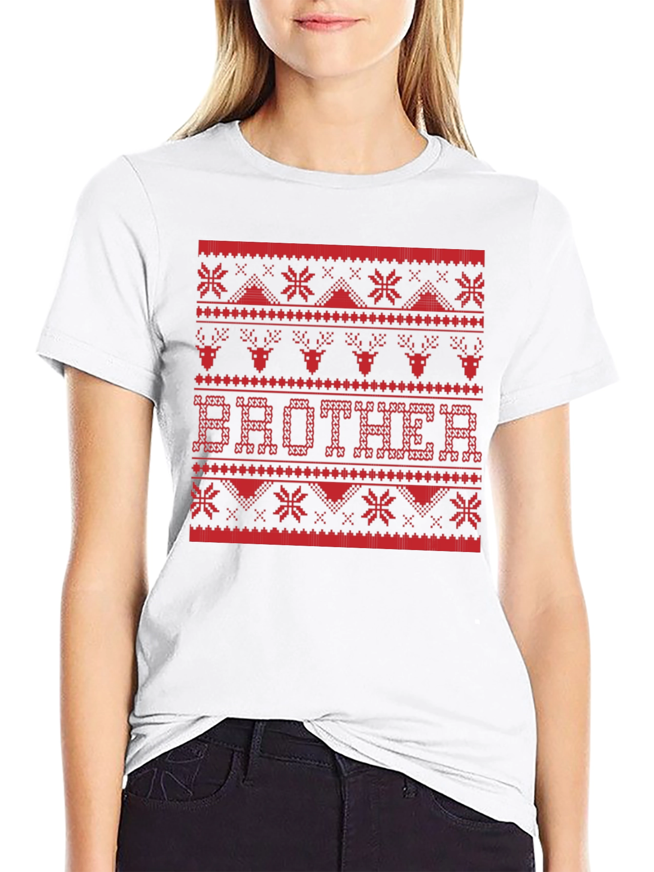 Brother Ugly Christmas Sweater Style Graphic T-Shirt