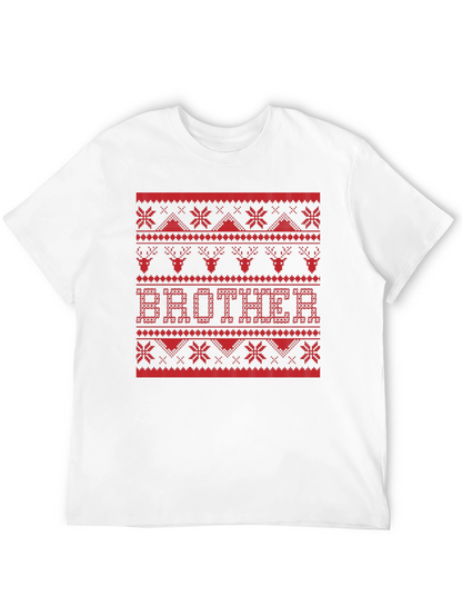 Brother Ugly Christmas Sweater Style Graphic T-Shirt